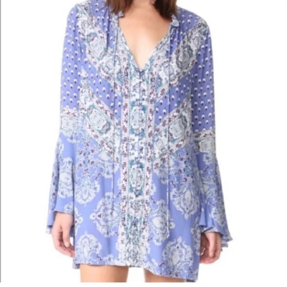 Free People Lavender Paisley Babydoll Dress
